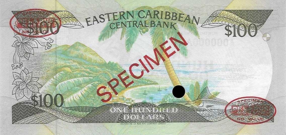 Back of East Caribbean States p20s: 100 Dollars from 1986