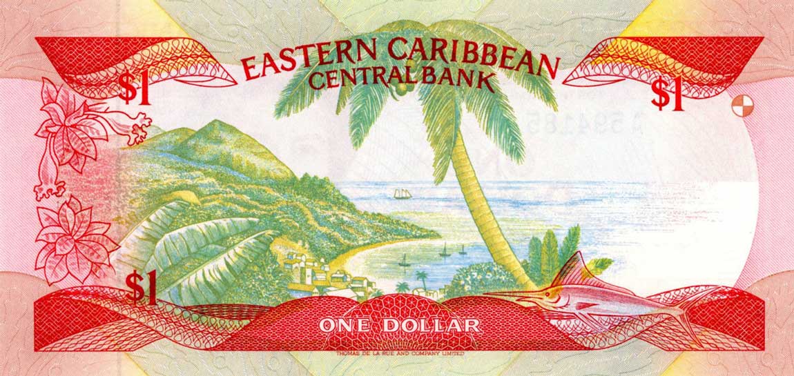 Back of East Caribbean States p21a: 1 Dollar from 1988