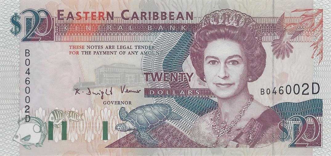 Front of East Caribbean States p28d: 20 Dollars from 1993