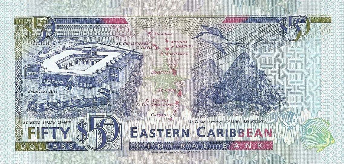 Back of East Caribbean States p29a: 50 Dollars from 1993