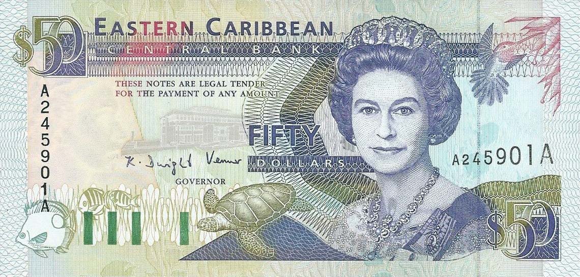 Front of East Caribbean States p29a: 50 Dollars from 1993