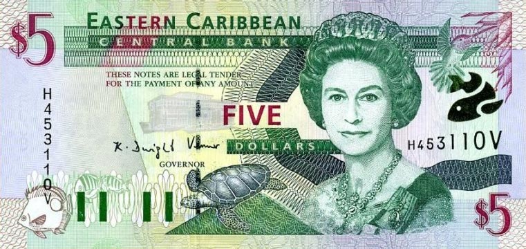 Front of East Caribbean States p37v: 5 Dollars from 2000