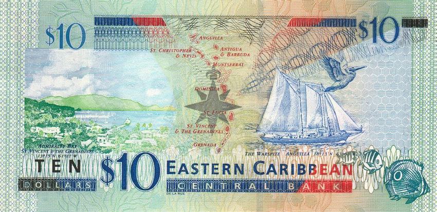 Back of East Caribbean States p43a: 10 Dollars from 2003