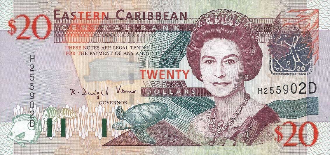 Front of East Caribbean States p44d: 20 Dollars from 2003