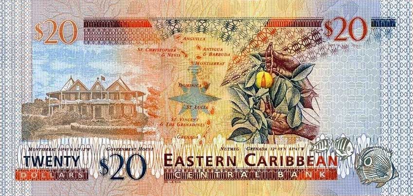 Back of East Caribbean States p44u: 20 Dollars from 2003