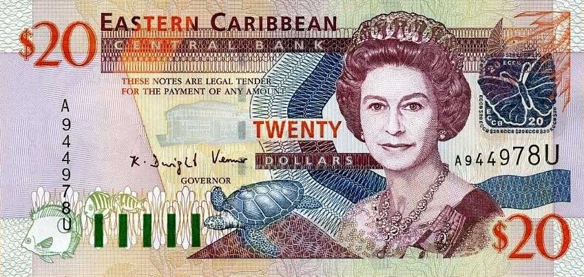 Front of East Caribbean States p44u: 20 Dollars from 2003