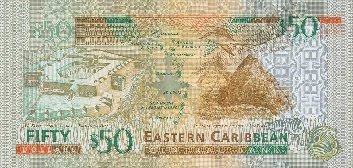Back of East Caribbean States p45l: 50 Dollars from 2003