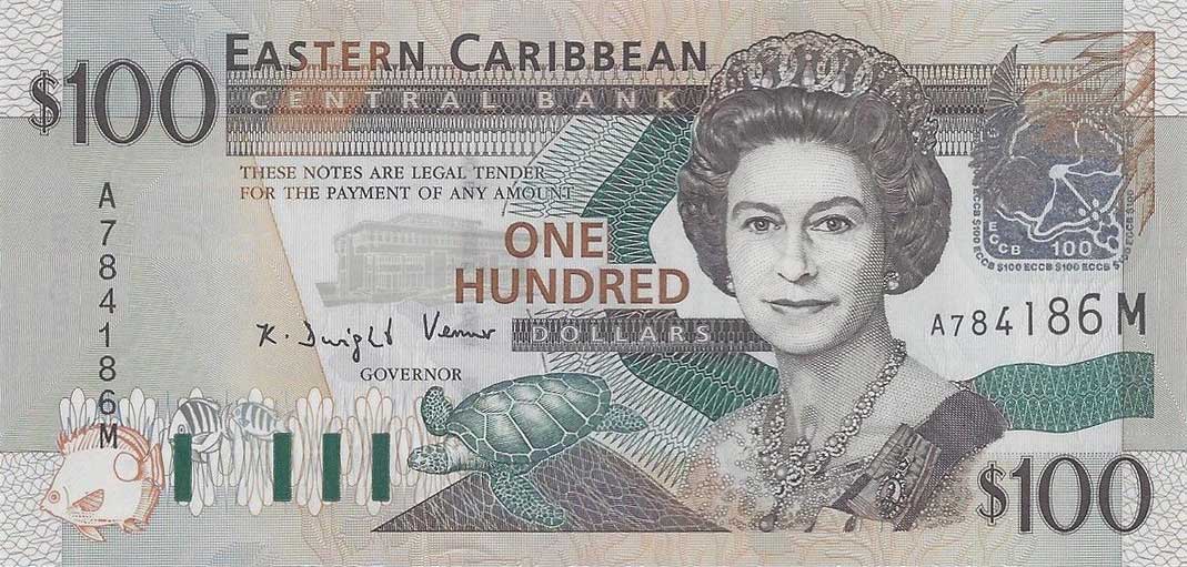 Front of East Caribbean States p46m: 100 Dollars from 2003