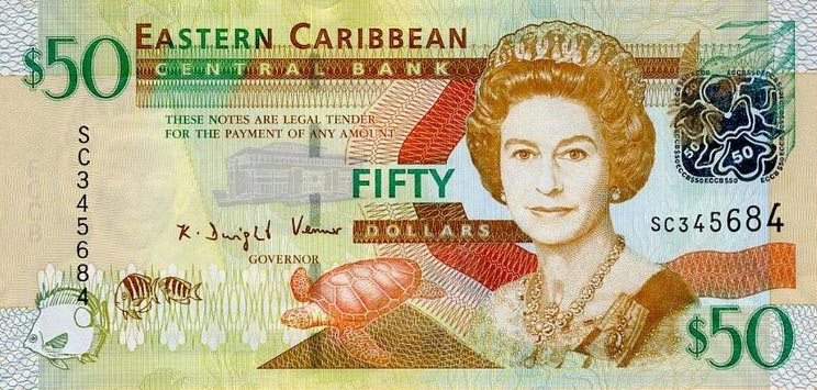 Front of East Caribbean States p50: 50 Dollars from 2008