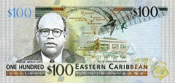 Back of East Caribbean States p51: 100 Dollars from 2008