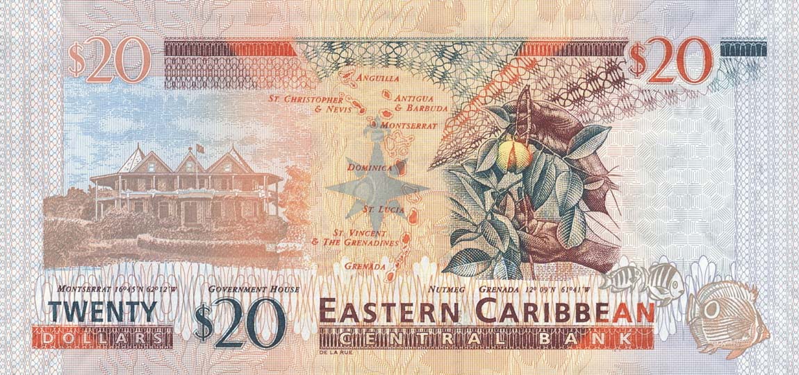 Back of East Caribbean States p53a: 20 Dollars from 2012