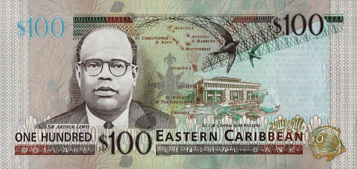 Back of East Caribbean States p55b: 100 Dollars from 2015