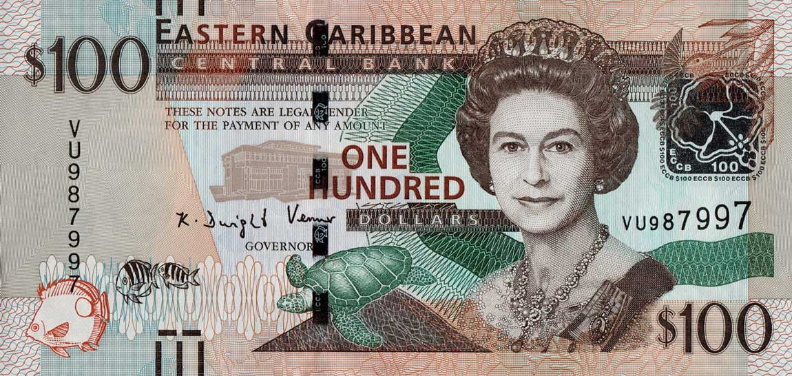 Front of East Caribbean States p55b: 100 Dollars from 2015