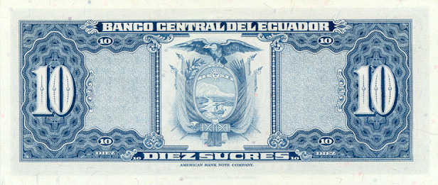 Back of Ecuador p109a: 10 Sucres from 1975
