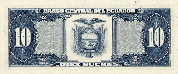 Back of Ecuador p121: 10 Sucres from 1986