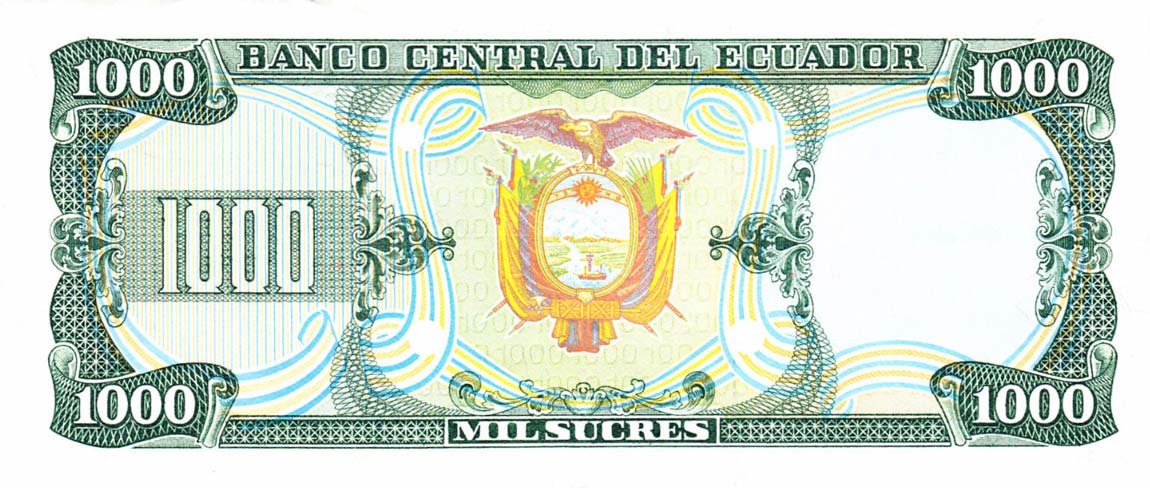 Back of Ecuador p125a: 1000 Sucres from 1984