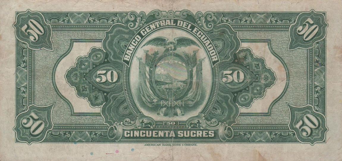 Back of Ecuador p94a: 50 Sucres from 1939