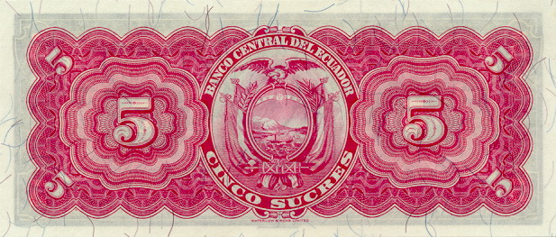 Back of Ecuador p98a: 5 Sucres from 1950