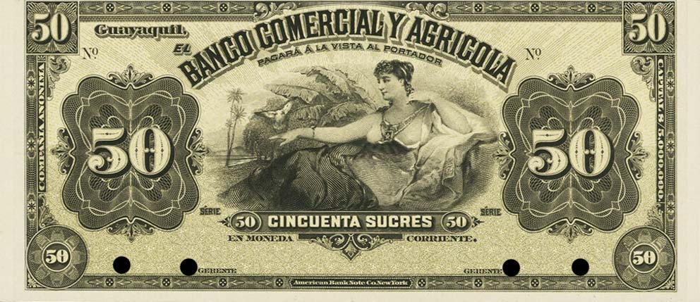 Front of Ecuador pS130p: 50 Sucres from 1916