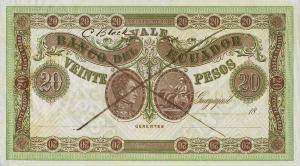 pS141D from Ecuador: 20 Pesos from 1872