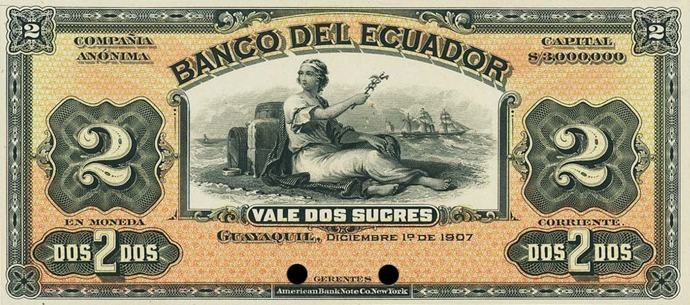 Front of Ecuador pS154p: 2 Sucres from 1907
