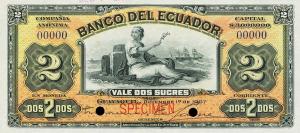 pS154s from Ecuador: 2 Sucres from 1907