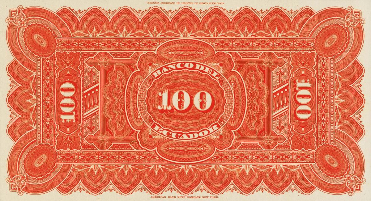 Back of Ecuador pS161A: 100 Sucres from 1899