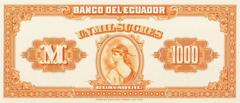 Back of Ecuador pS164p: 1000 Sucres from 1926