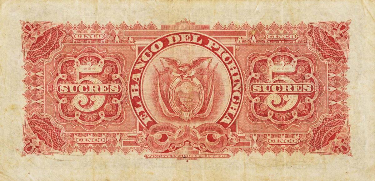 Back of Ecuador pS212a: 5 Sucres from 1907