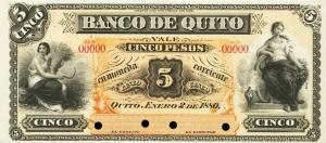 pS242p from Ecuador: 5 Pesos from 1880