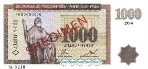 p39s from Armenia: 1000 Dram from 1994