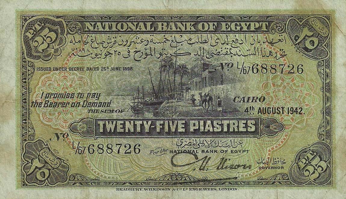 Front of Egypt p10c: 25 Piastres from 1940