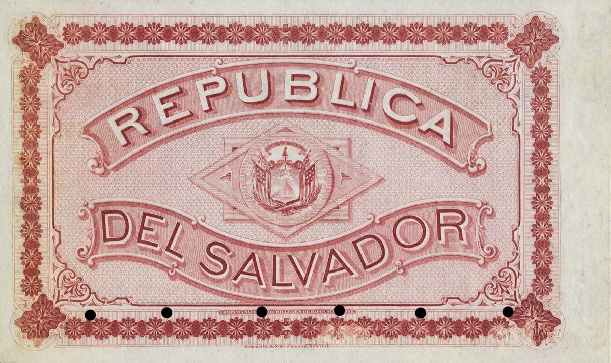 Back of El Salvador p16: 200 Pesos from 1877