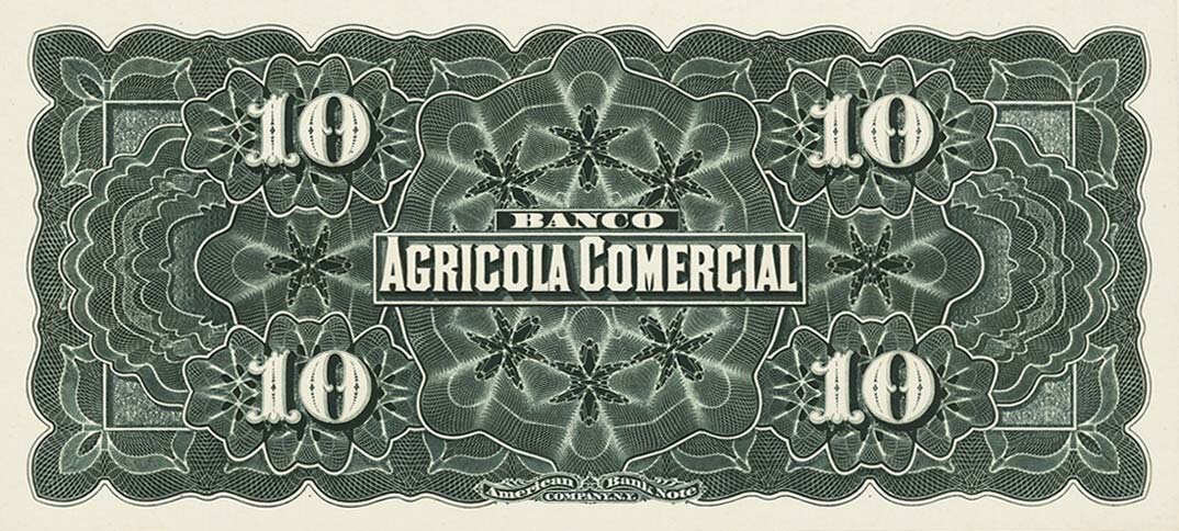 Back of El Salvador pS103p: 10 Pesos from 1890