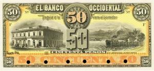 pS179p from El Salvador: 50 Pesos from 1890