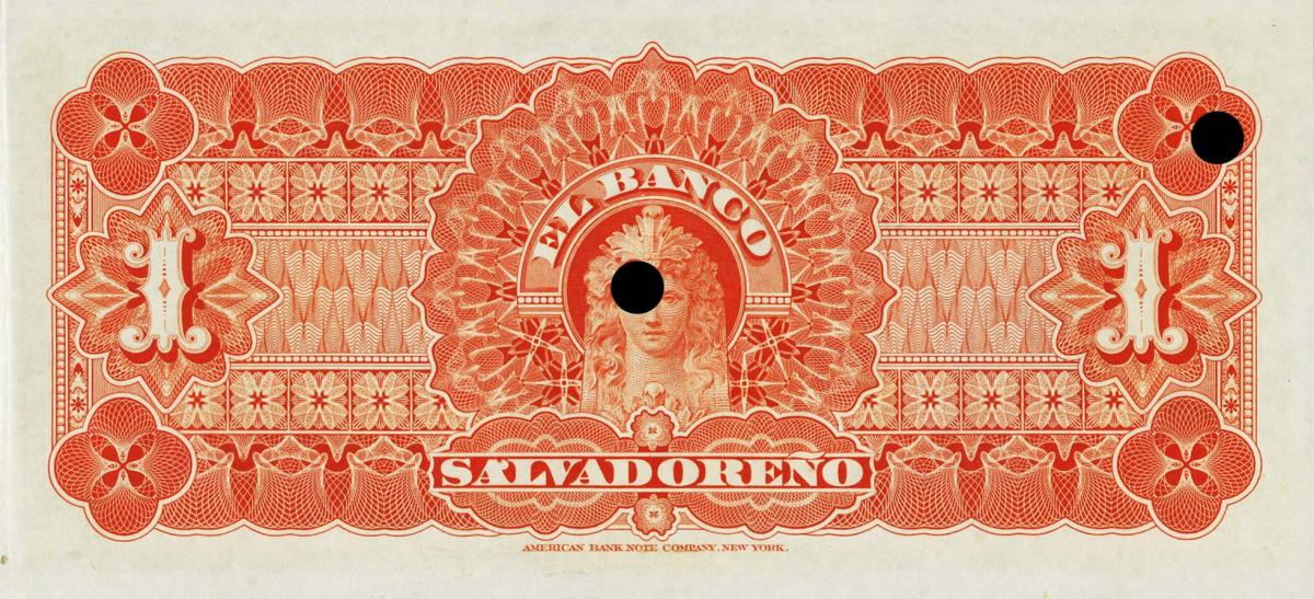 Back of El Salvador pS202r: 1 Peso from 1913