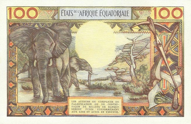 Back of Equatorial African States p3a: 100 Francs from 1963