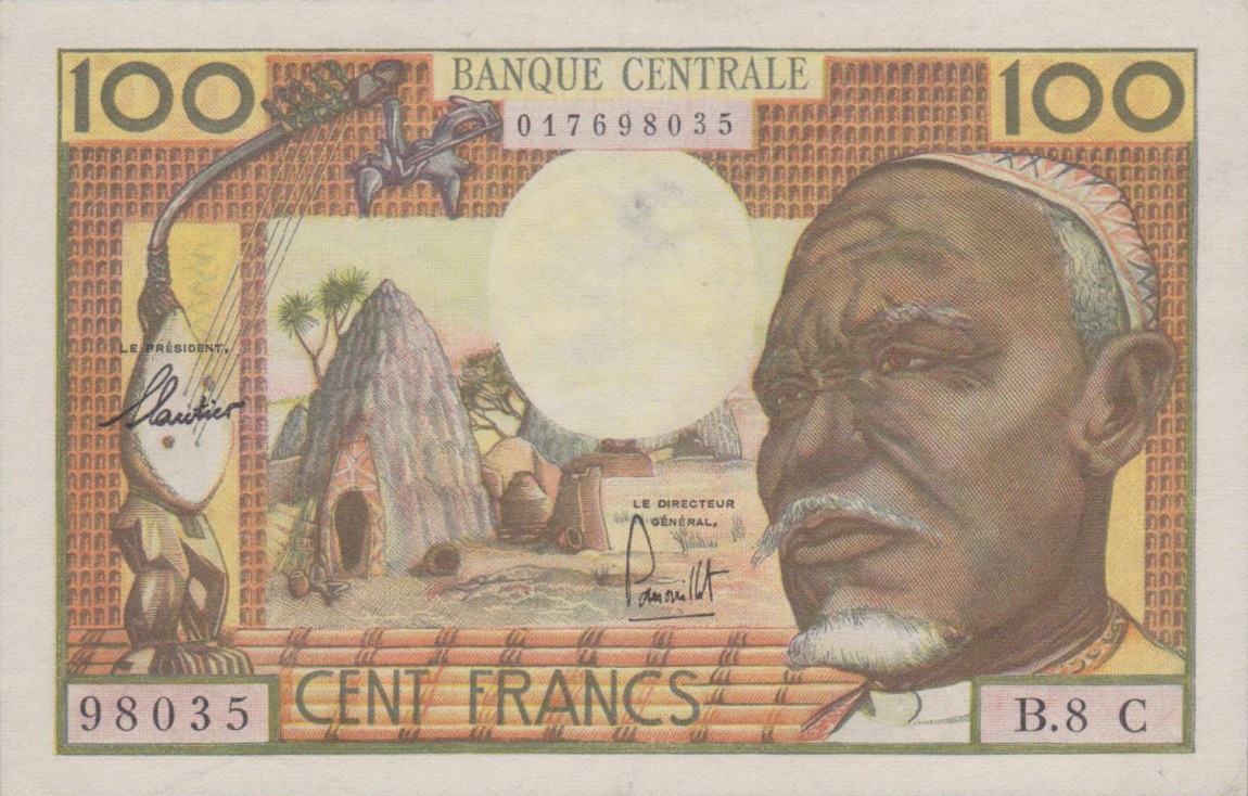 Front of Equatorial African States p3c: 100 Francs from 1963