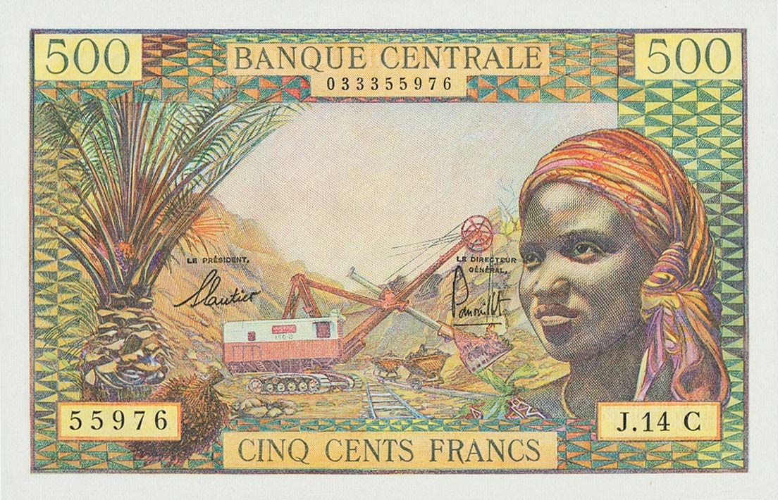 Front of Equatorial African States p4g: 500 Francs from 1963
