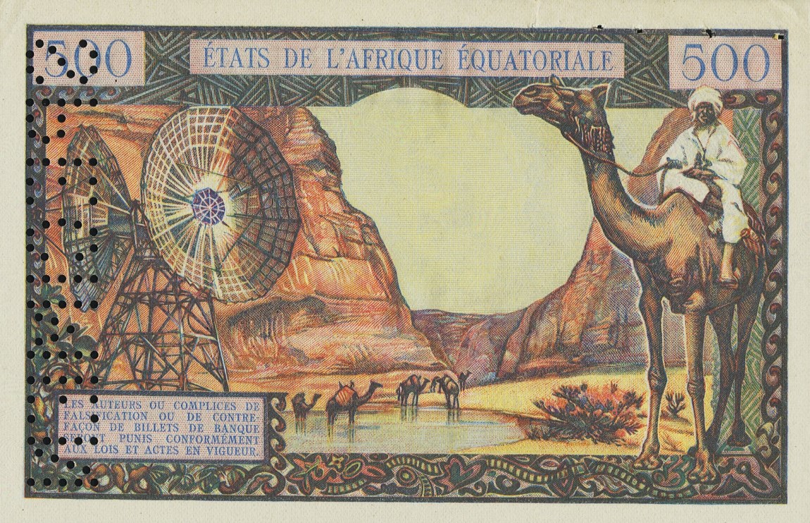 Back of Equatorial African States p4s: 500 Francs from 1963