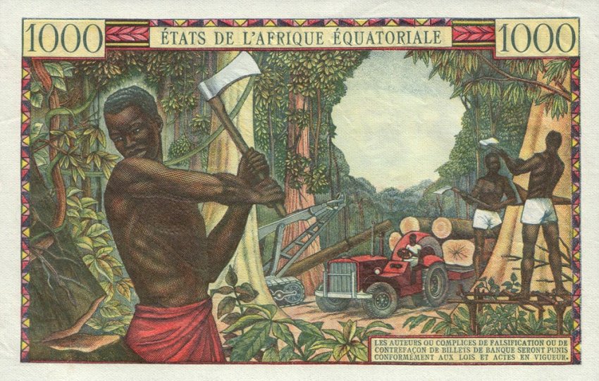 Back of Equatorial African States p5e: 1000 Francs from 1963