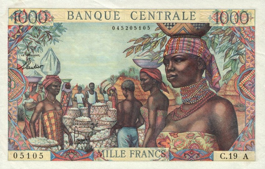 Front of Equatorial African States p5e: 1000 Francs from 1963