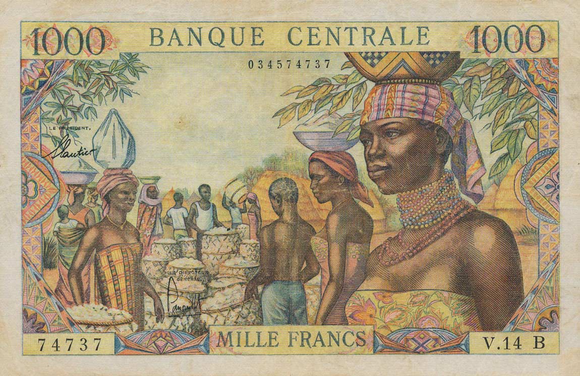 Front of Equatorial African States p5f: 1000 Francs from 1963