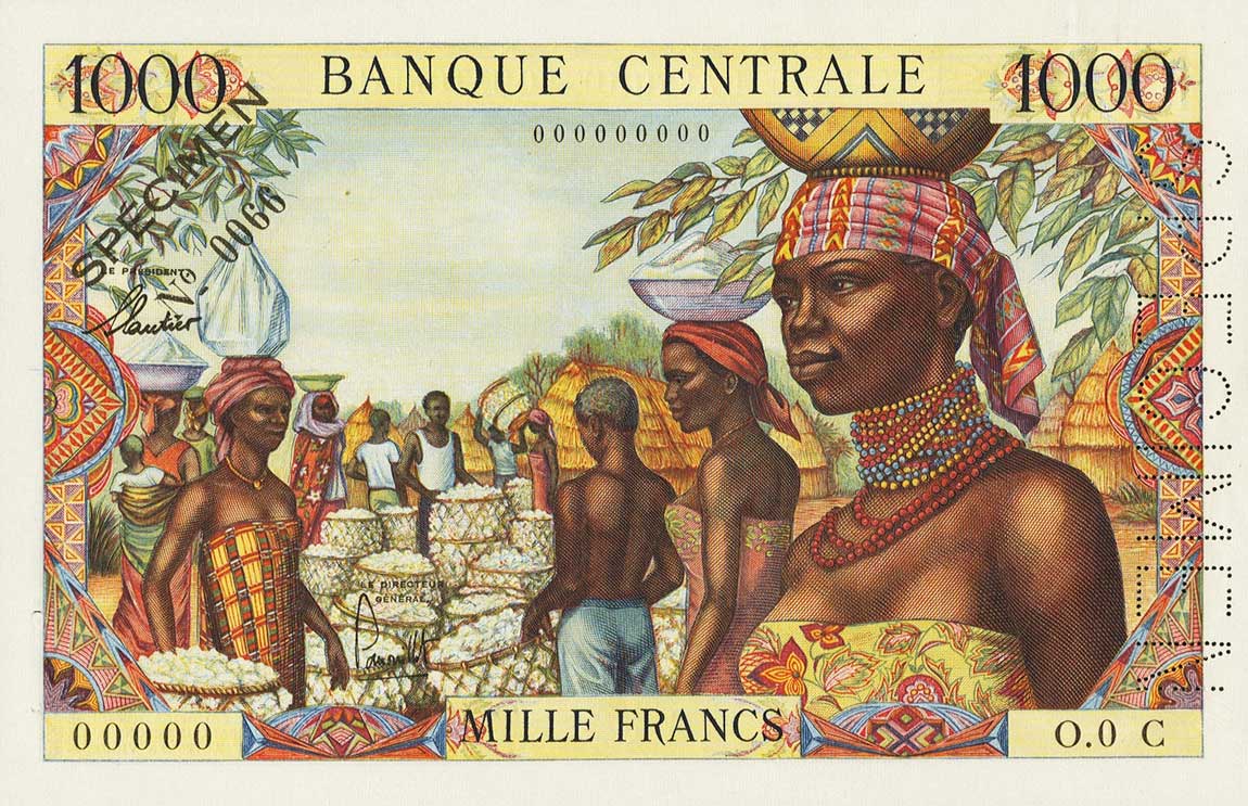 Front of Equatorial African States p5s: 1000 Francs from 1963