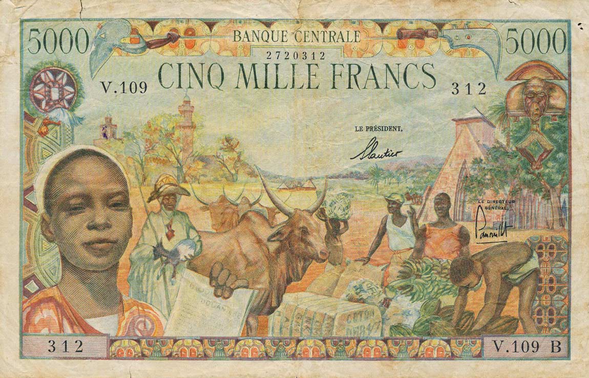 Front of Equatorial African States p6b: 5000 Francs from 1963