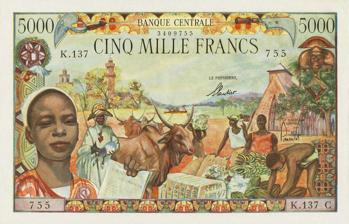 Front of Equatorial African States p6c: 5000 Francs from 1963