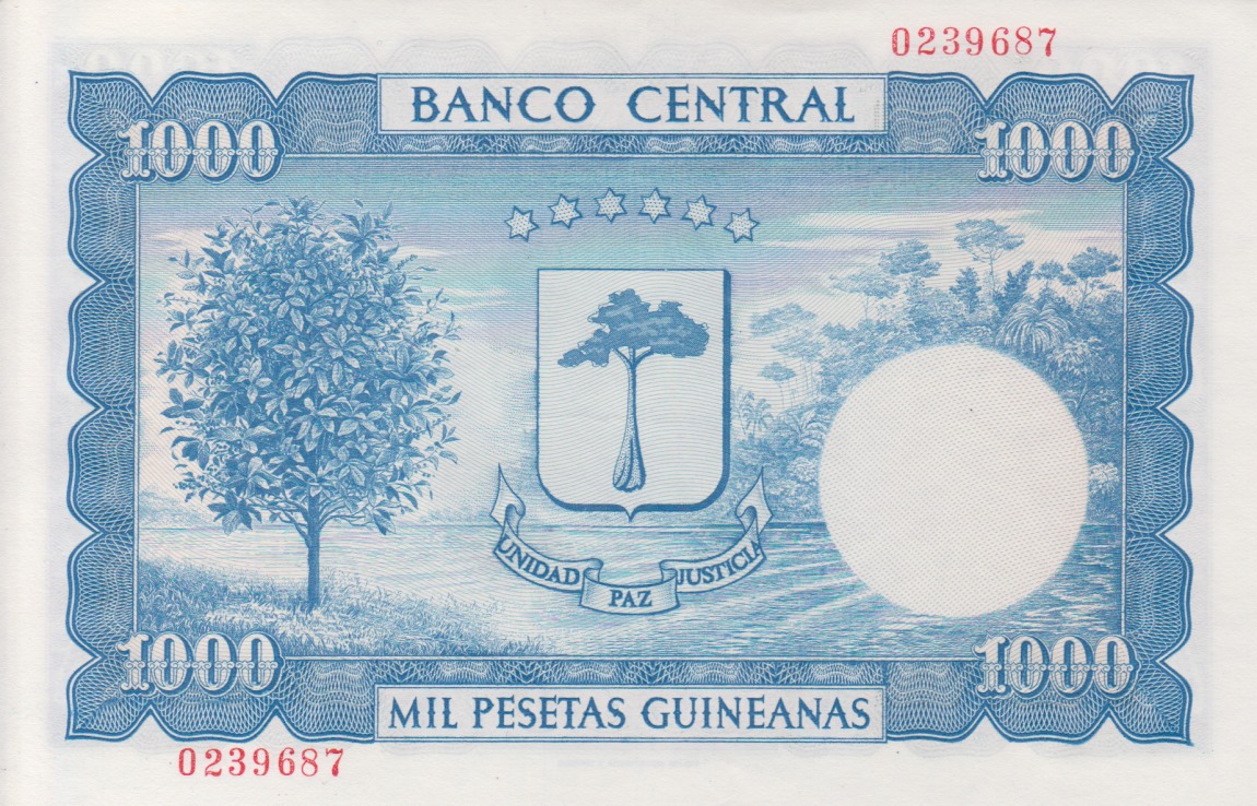 Back of Equatorial Guinea p3: 1000 Pesetas Guineanas from 1969