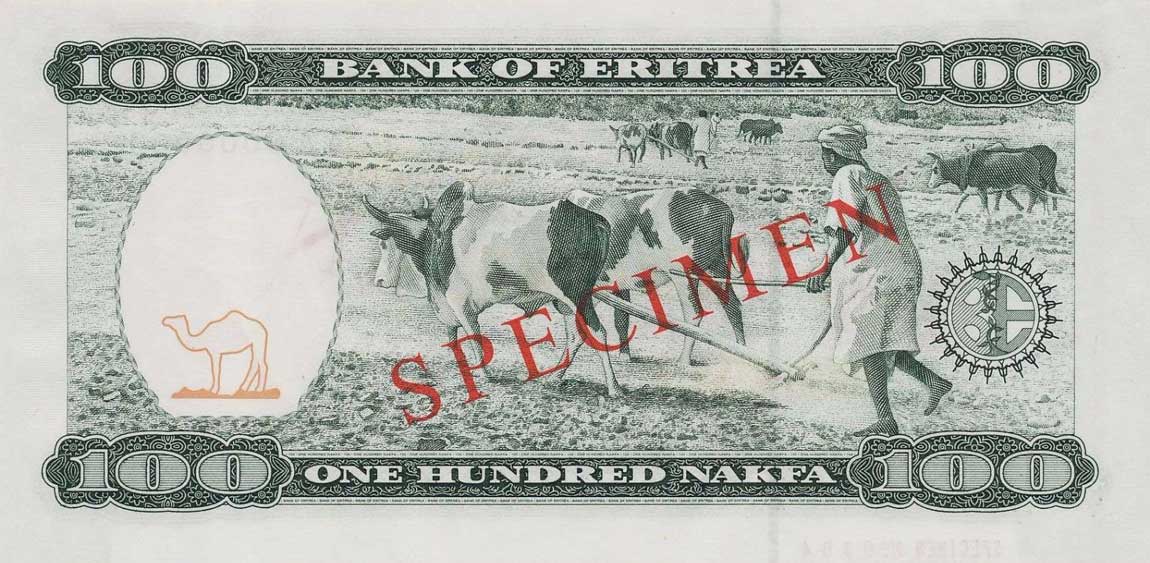 Back of Eritrea p6s: 100 Nakfa from 1997