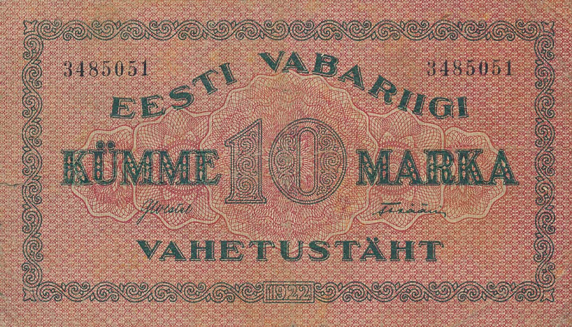Front of Estonia p53a: 10 Marka from 1922