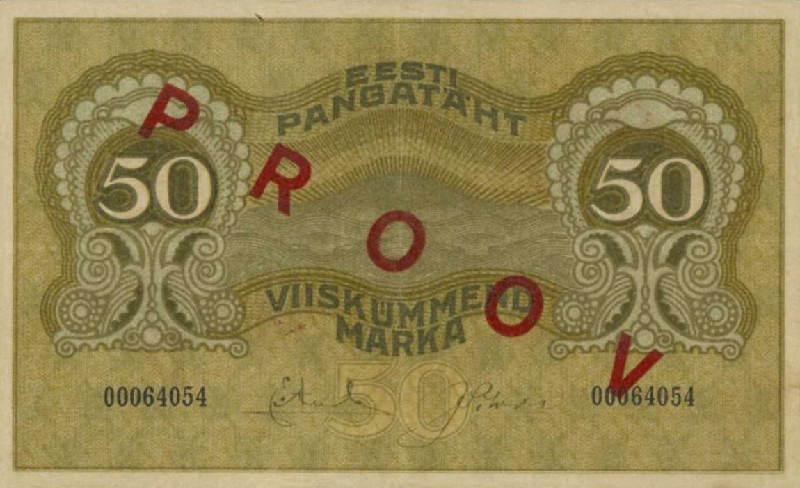 Front of Estonia p55s: 50 Marka from 1919